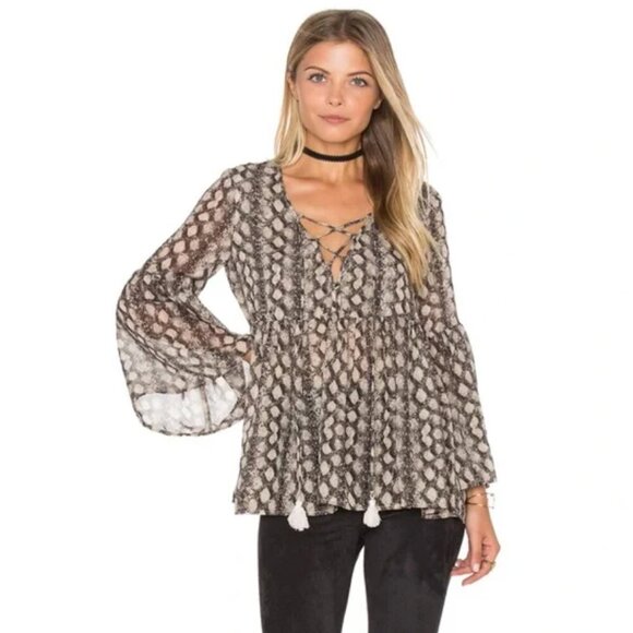 Show Me Your Mumu Poet Tie Top in Black Diamond - Picture 1 of 7